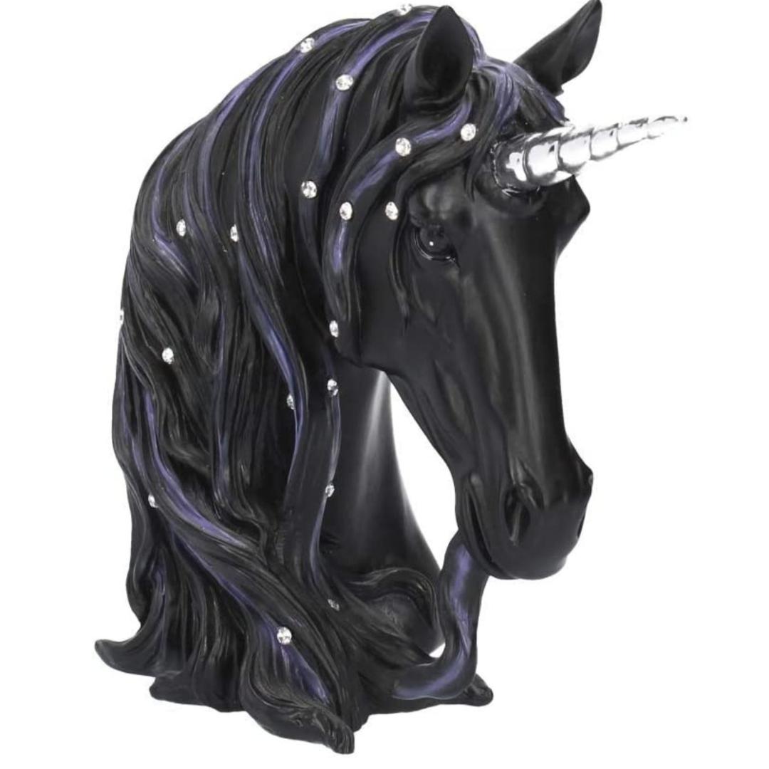 Deko Einhorn schwarz, Kunstharz, 15cm
