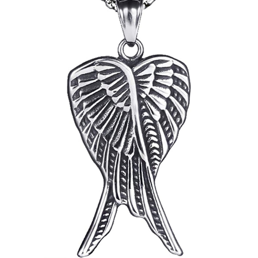 Halskette Engelsflügel Edelstahl silber