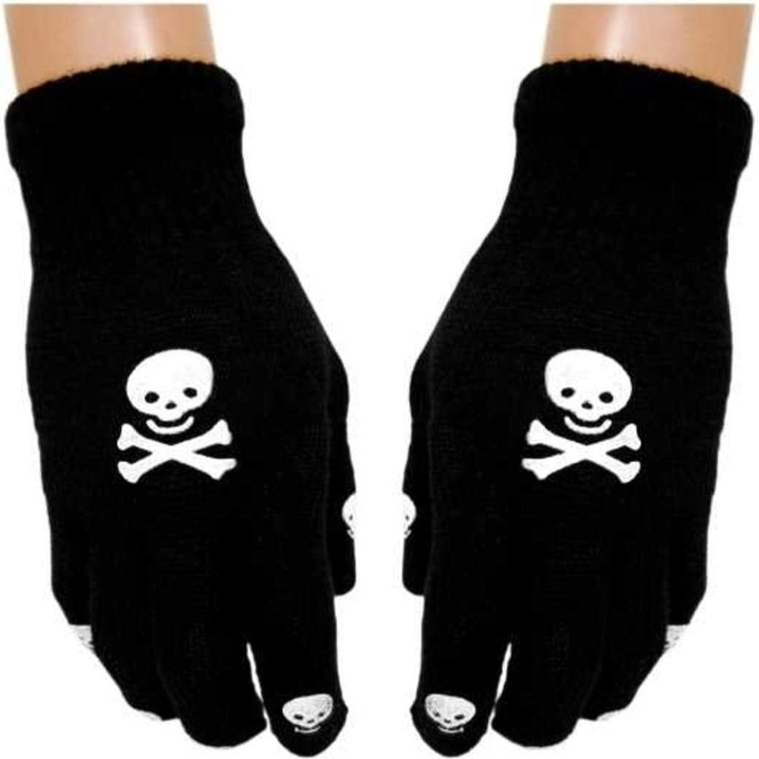Handschuhe Totenkopf schwarz/weiß