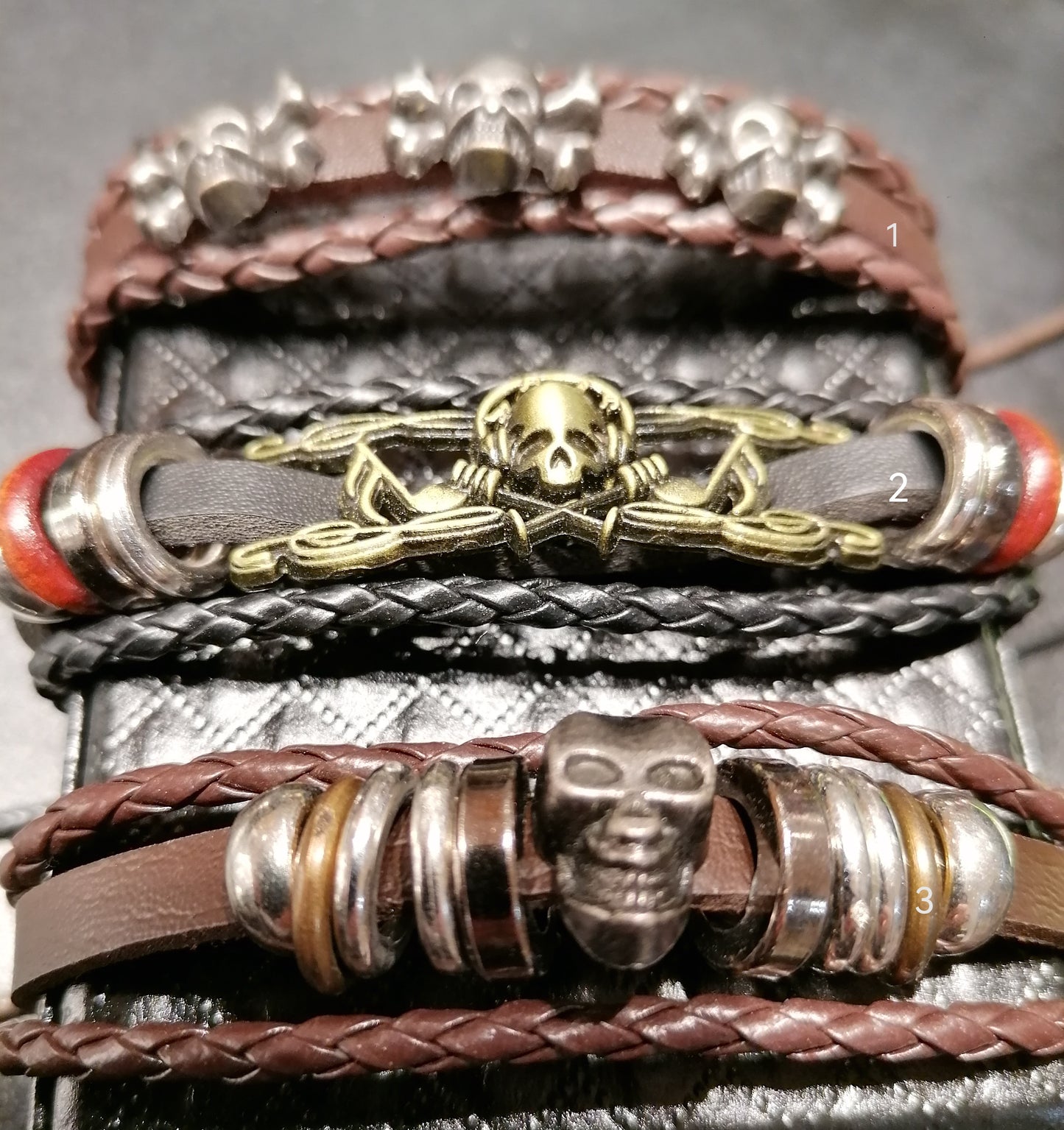 Armband Kunstleder Totenkopf