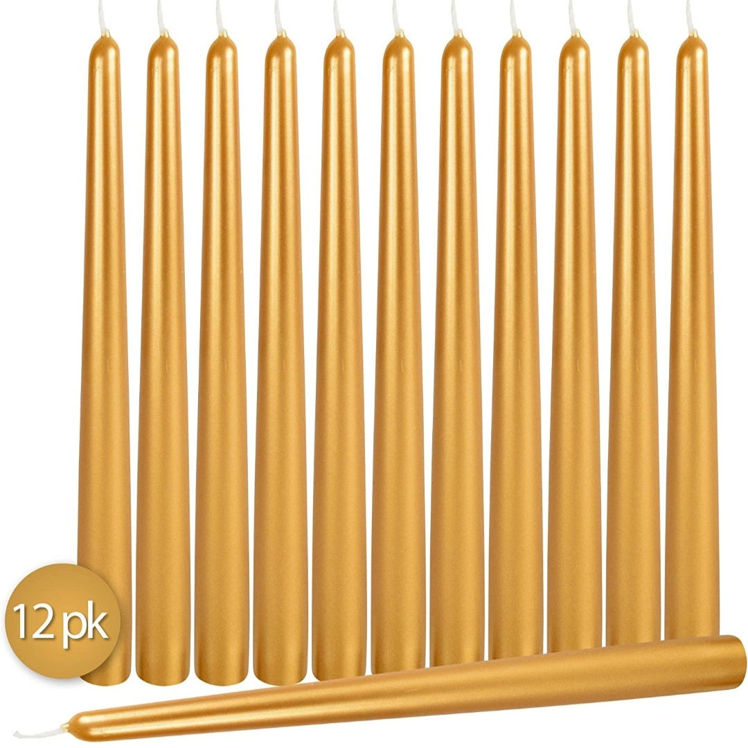 Kerzen Stabkerzen gold metallisch tropffrei 25cm 12er Pack