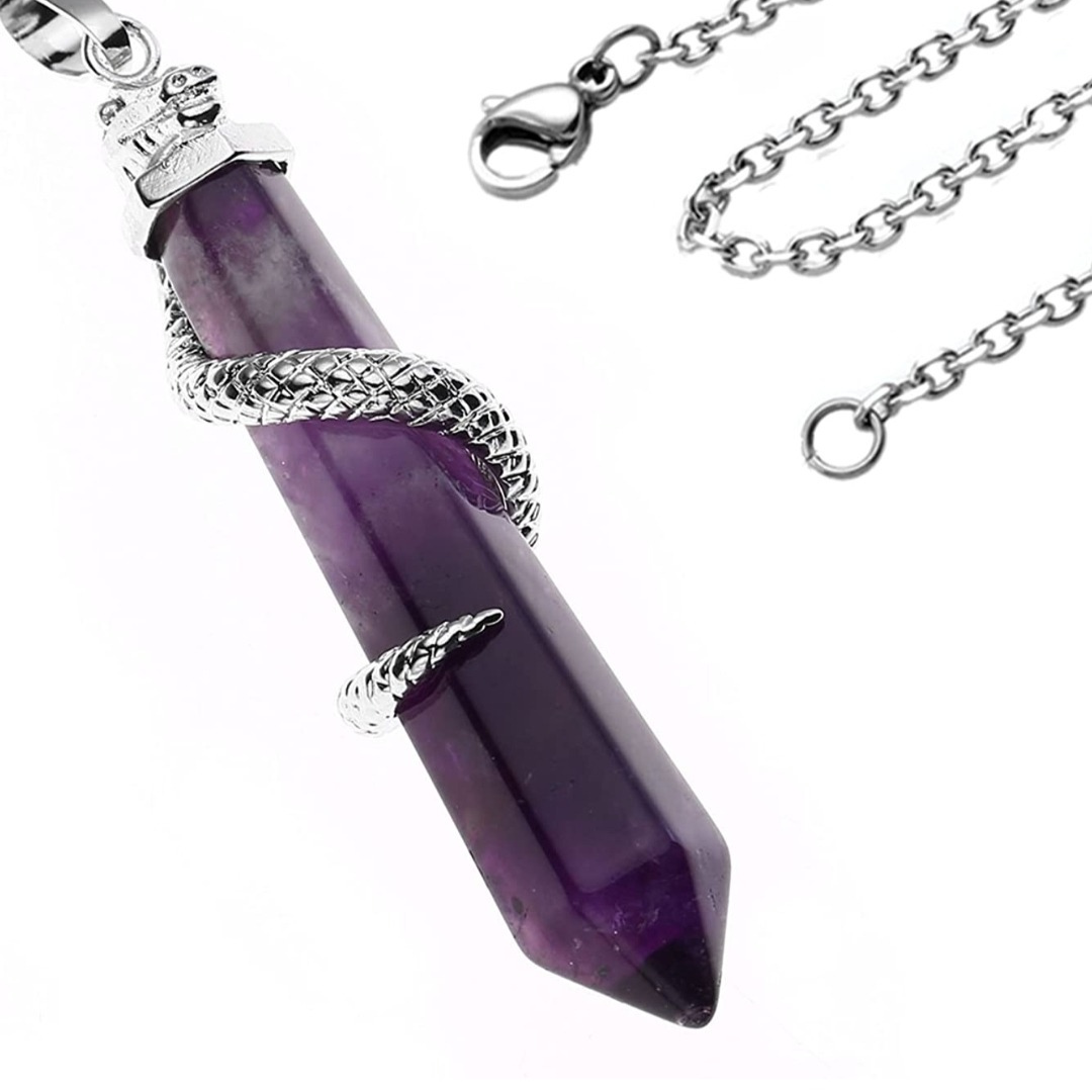 Halskette Amethyst mit Schlange Modeschmuck
