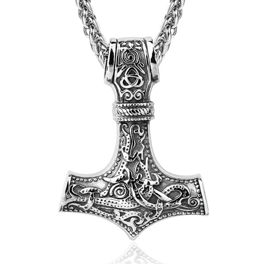 Halskette Thors Hammer, Edelstahl silber
