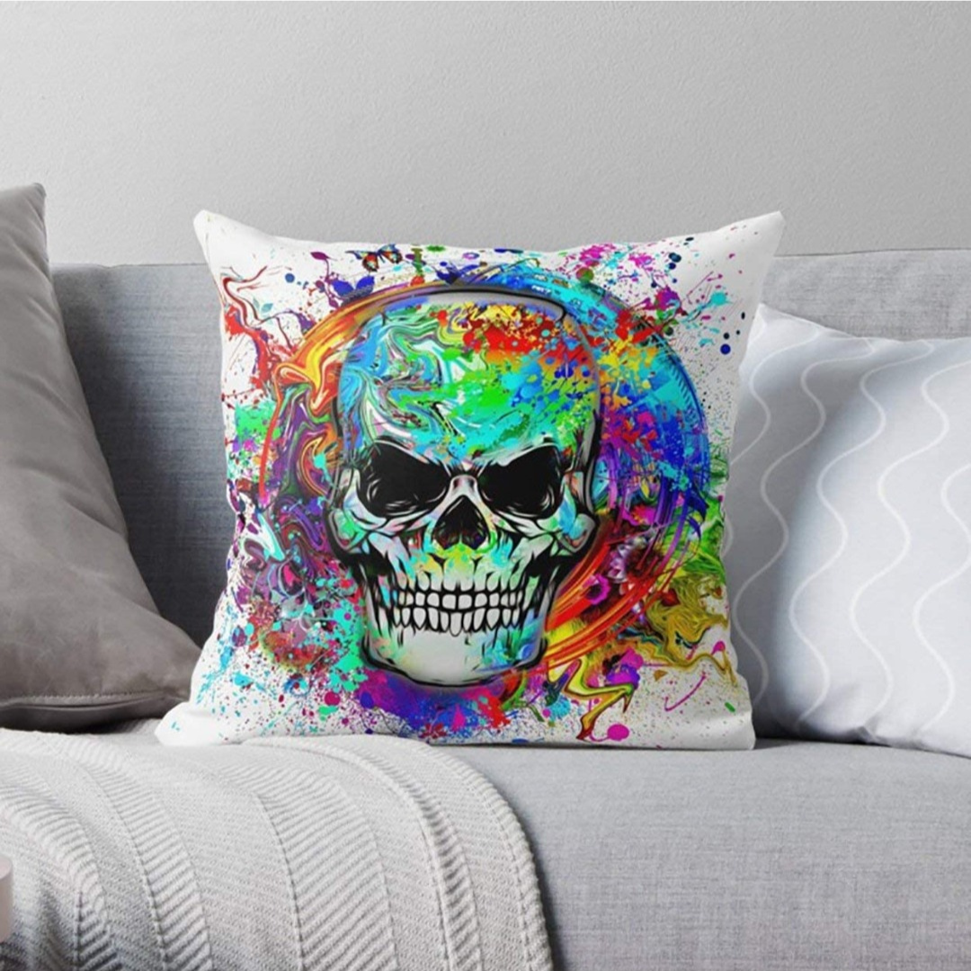Kissen Totenkopf bunt 45x45cm