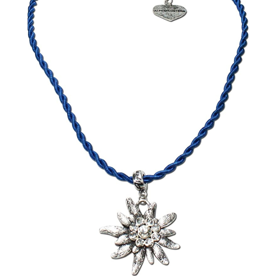 Halskette Anhänger Edelweiß auf Kordel, Modeschmuck