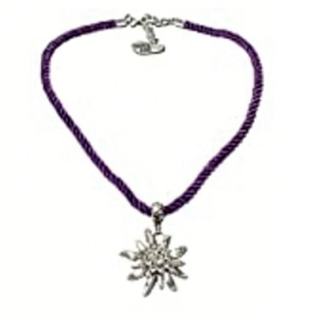 Halskette Anhänger Edelweiß auf Kordel, Modeschmuck