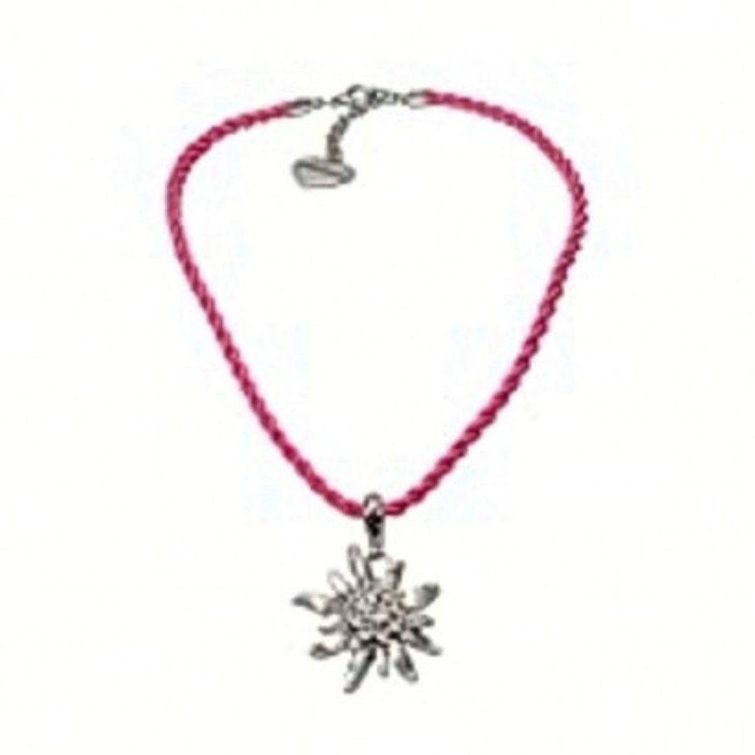 Halskette Anhänger Edelweiß auf Kordel, Modeschmuck