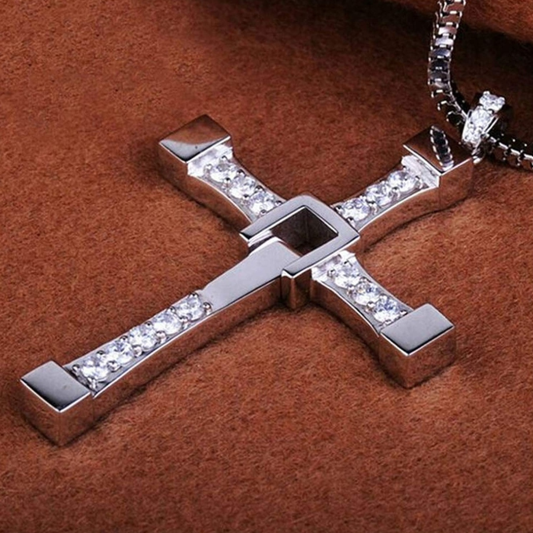 Halskette Kreuz Edelstahl Zirkonia