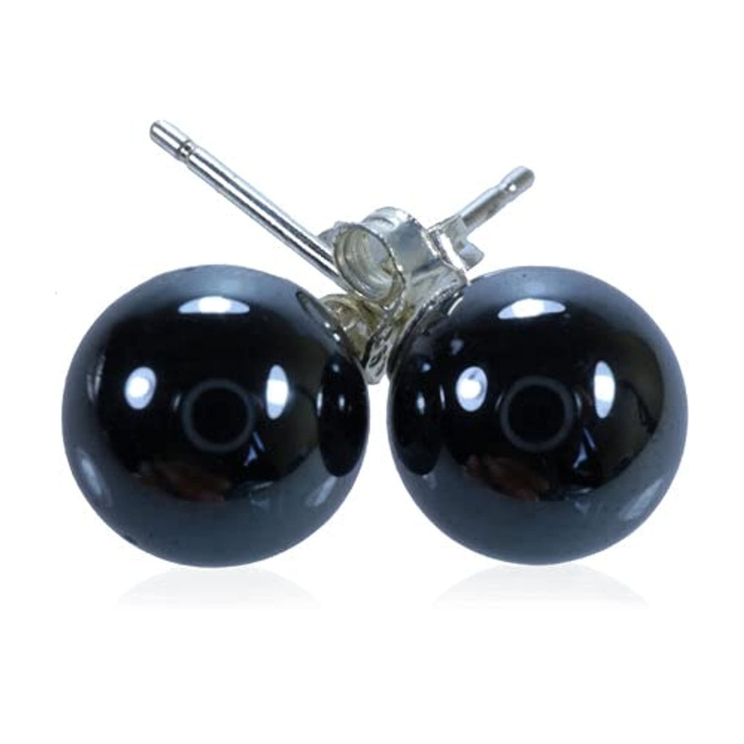 Ohrringe Hämatit (Blutstein) Kugel 6mm Stecker Echt Silber