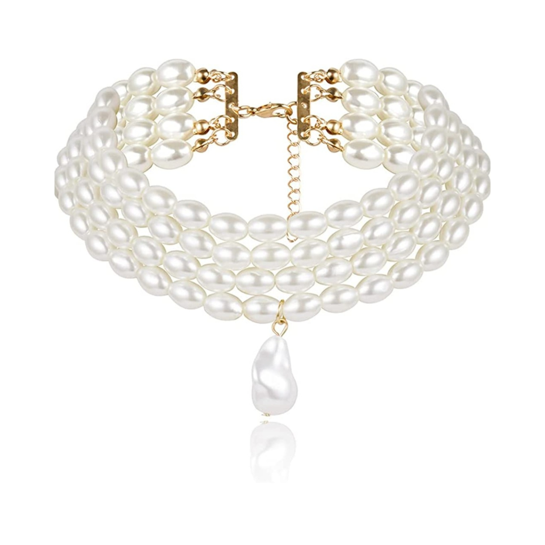 Halskette Kunstperle weiß Modeschmuck