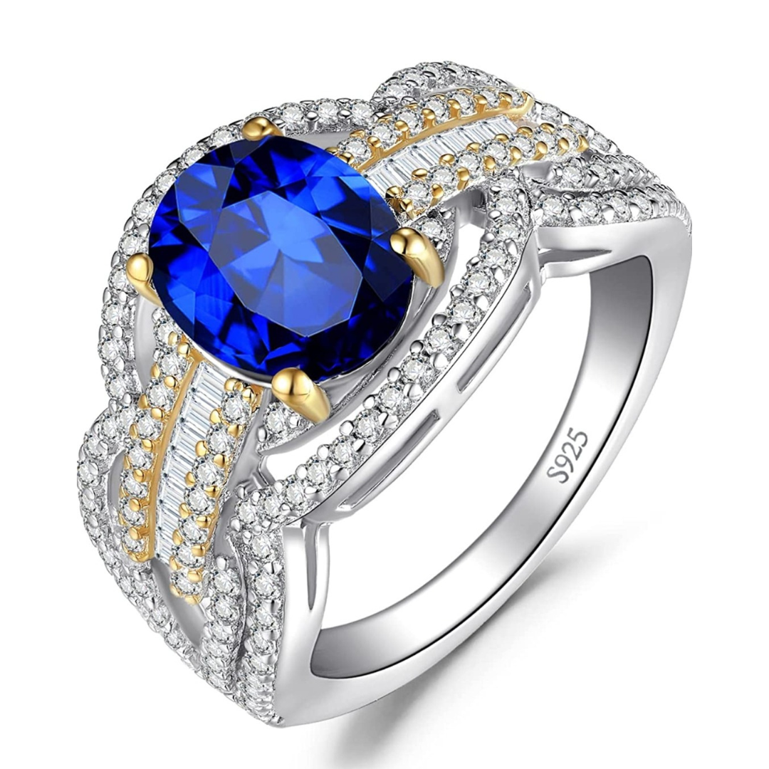 Ring mit Saphir blau, 925 Echt Silber