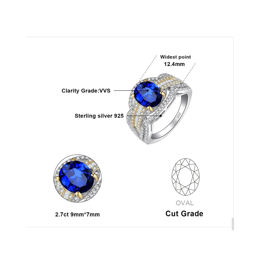 Ring mit Saphir blau, 925 Echt Silber