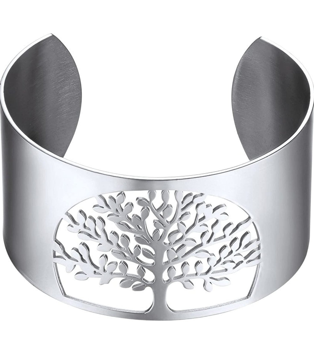 Armreifen Lebensbaum, Edelstahl, silber
