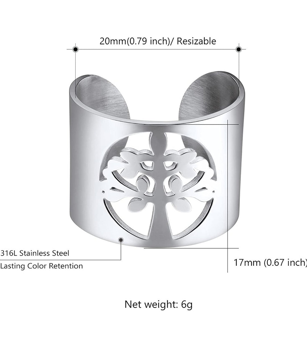Ring Lebensbaum Edelstahl silber