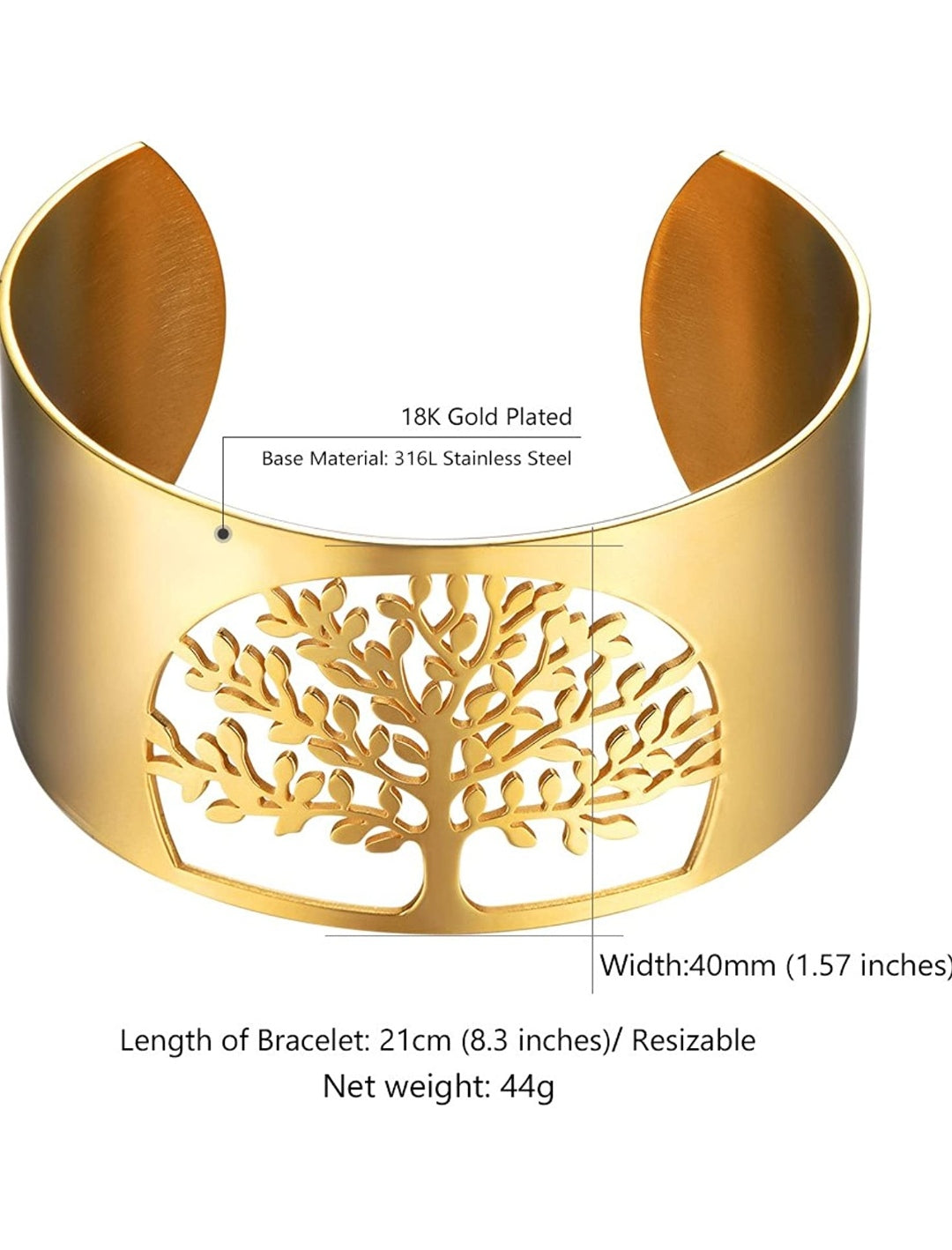 Armreifen Lebensbaum Edelstahl gold