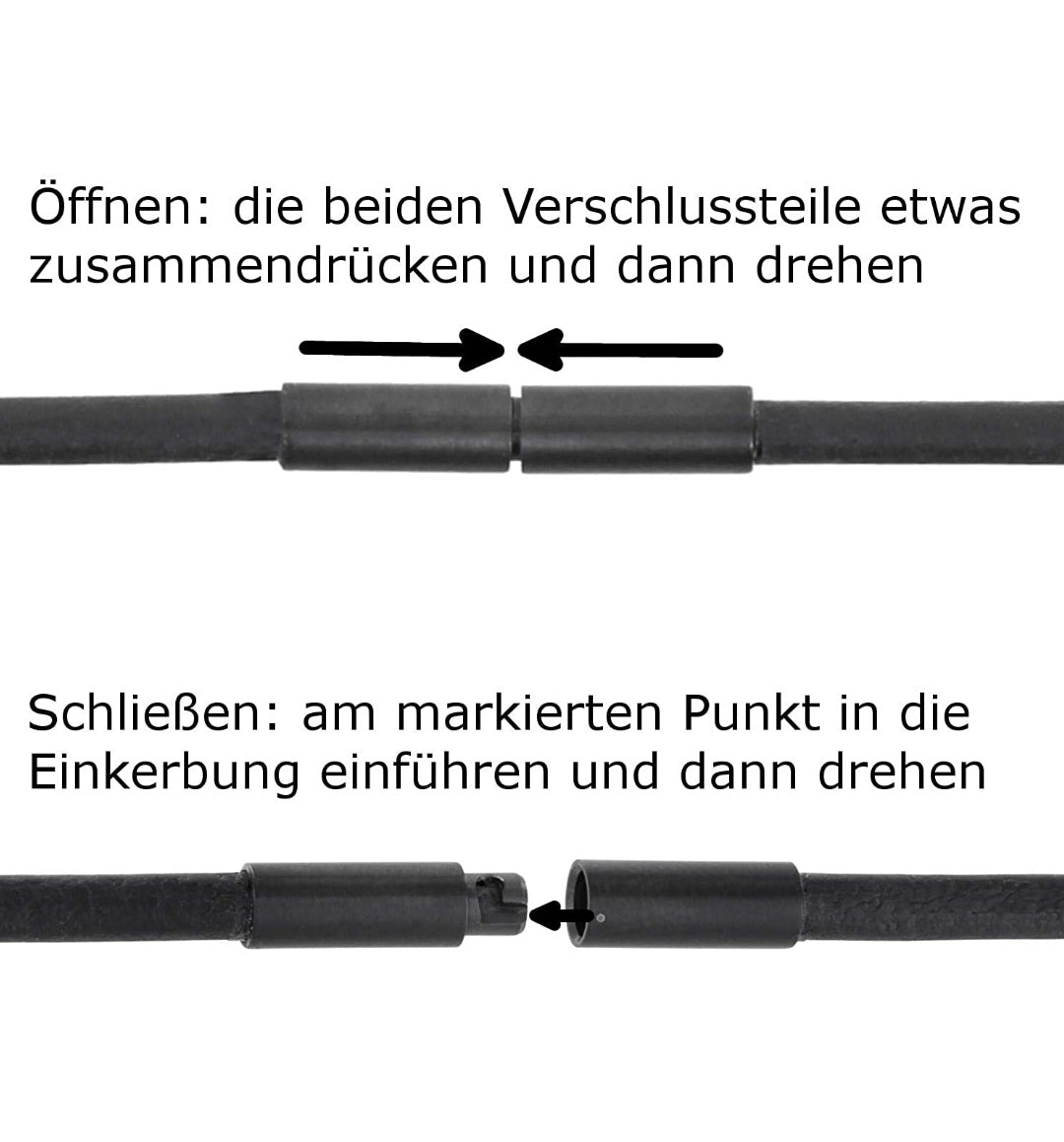 Halskette Echt Leder 60cm/3mm Tunneldrehverschluß Edelstahl