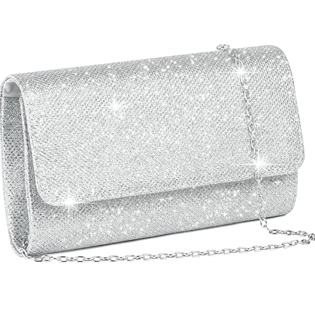 Tasche Abendtasche silber/Glitter