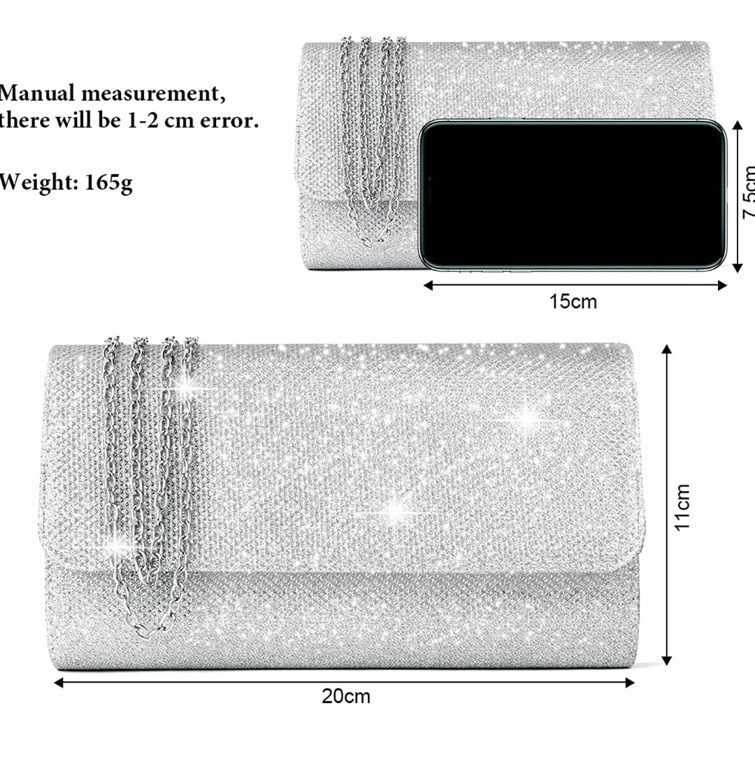 Tasche Abendtasche silber/Glitter