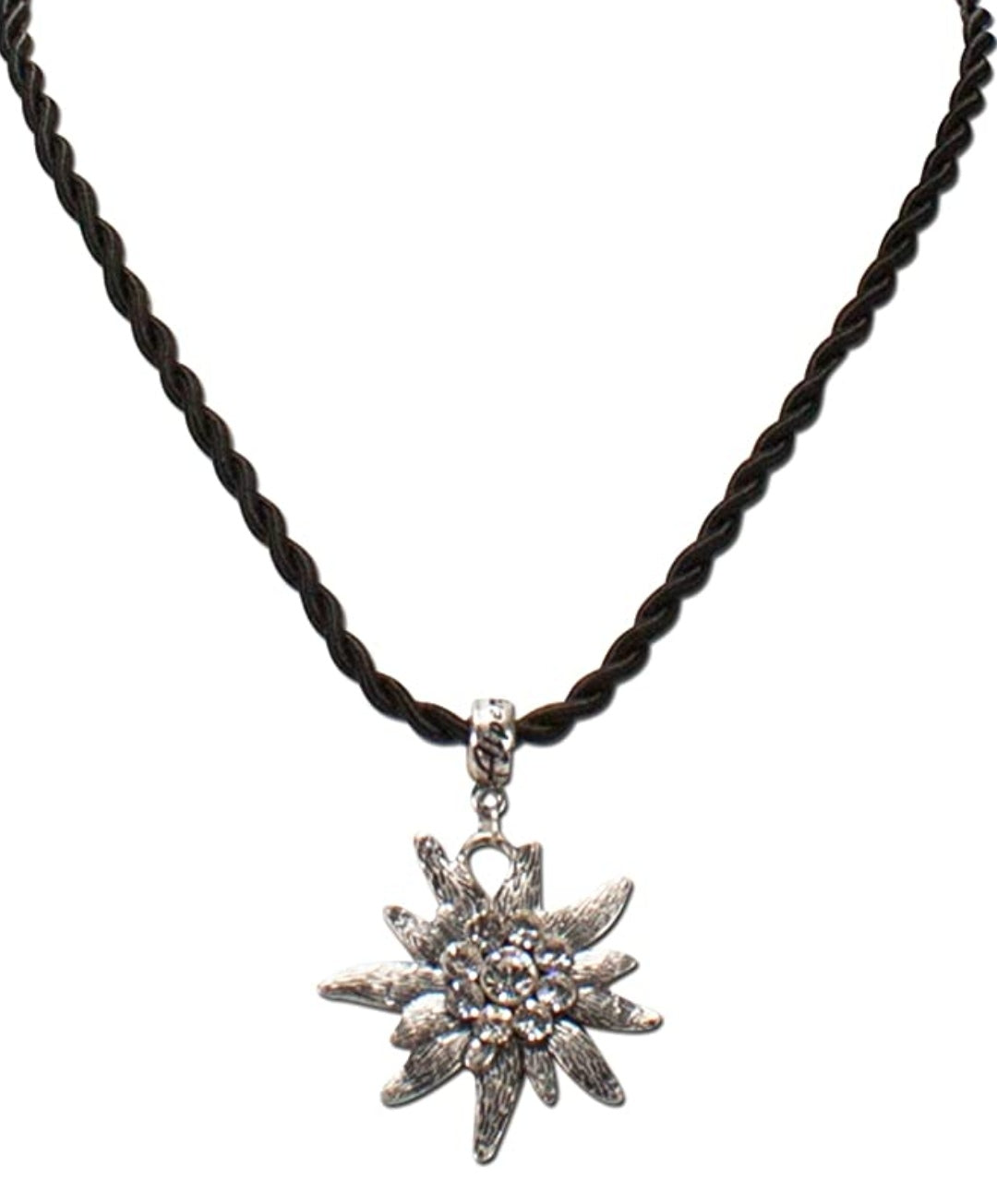 Halskette Anhänger Edelweiß auf Kordel, Modeschmuck