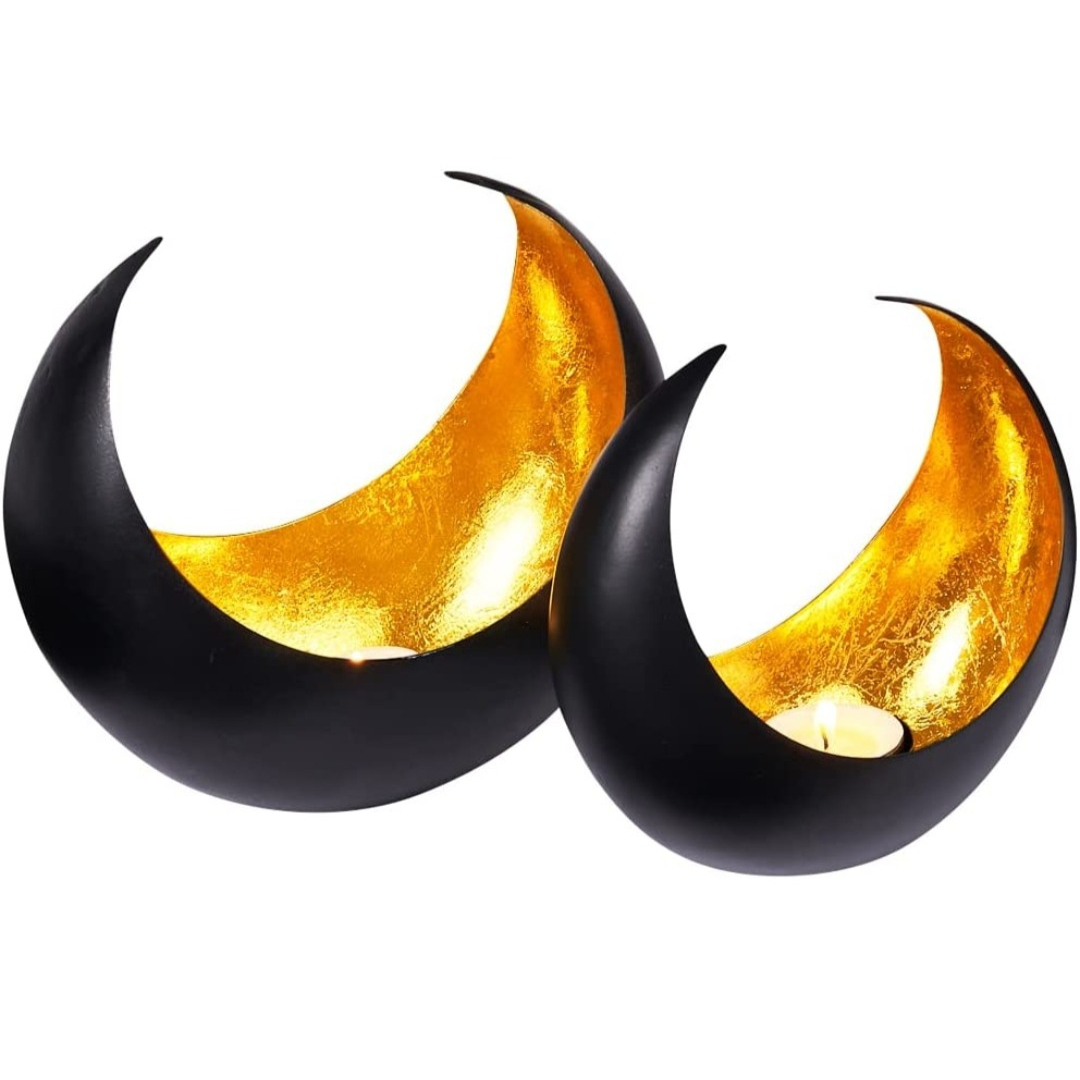 Teelicht-Set Marrakesch, Metall, schwarz/gold