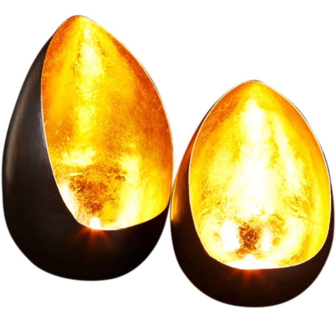 Teelicht-Set Marrakesch, Metall, schwarz/gold