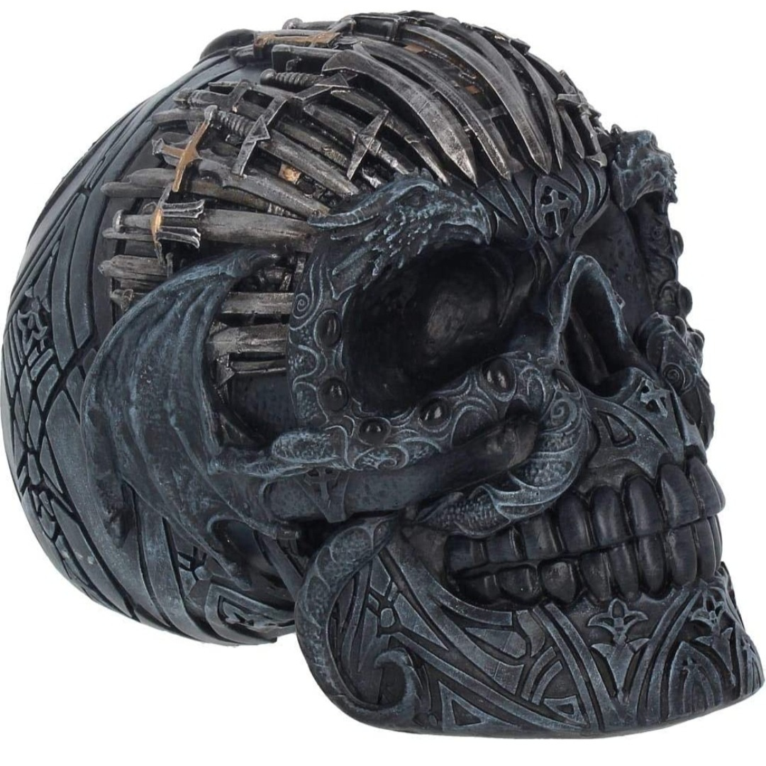Deko Totenkopf Schwert, Harz, 18,5cm, schwarz