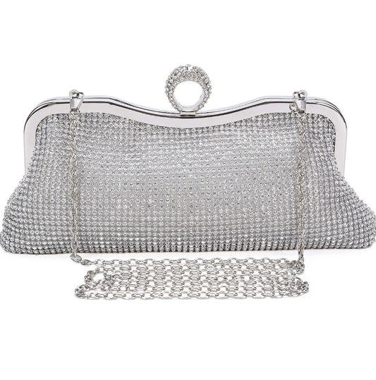 Tasche Abendtasche Strass silber