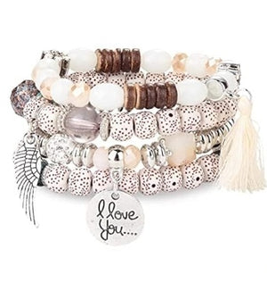 Armband Set Bohemian mit Perlen und Anhänger