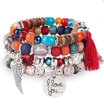 Armband Set Bohemian mit Perlen und Anhänger