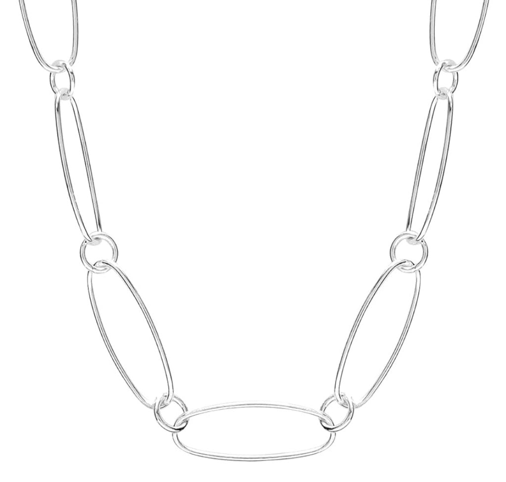 Halskette große Glieder, Echt Silber 90cm