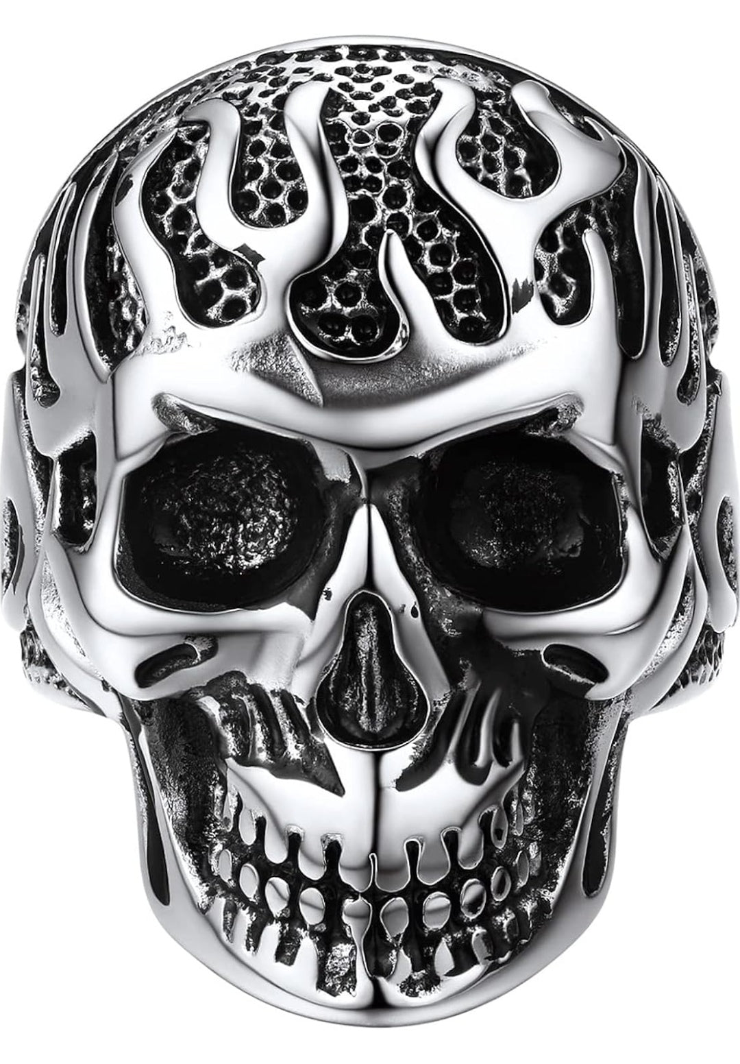 Ring Totenkopf Flamme Edelstahl