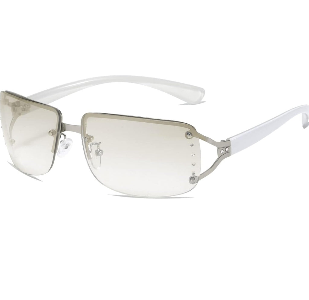 Sonnenbrille rechteckig, randlos, Zirkonia, UV400