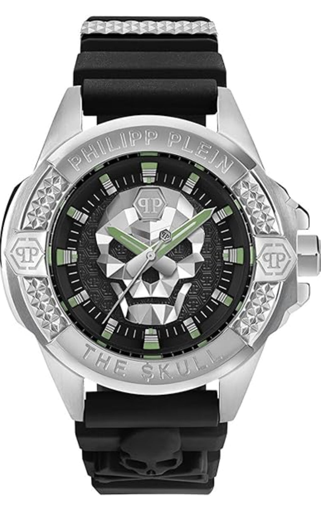 Uhr Philipp Plein, Analog Quarzuhr, Edelstahl, Mineralglas, Silikon-Armband schwarz
