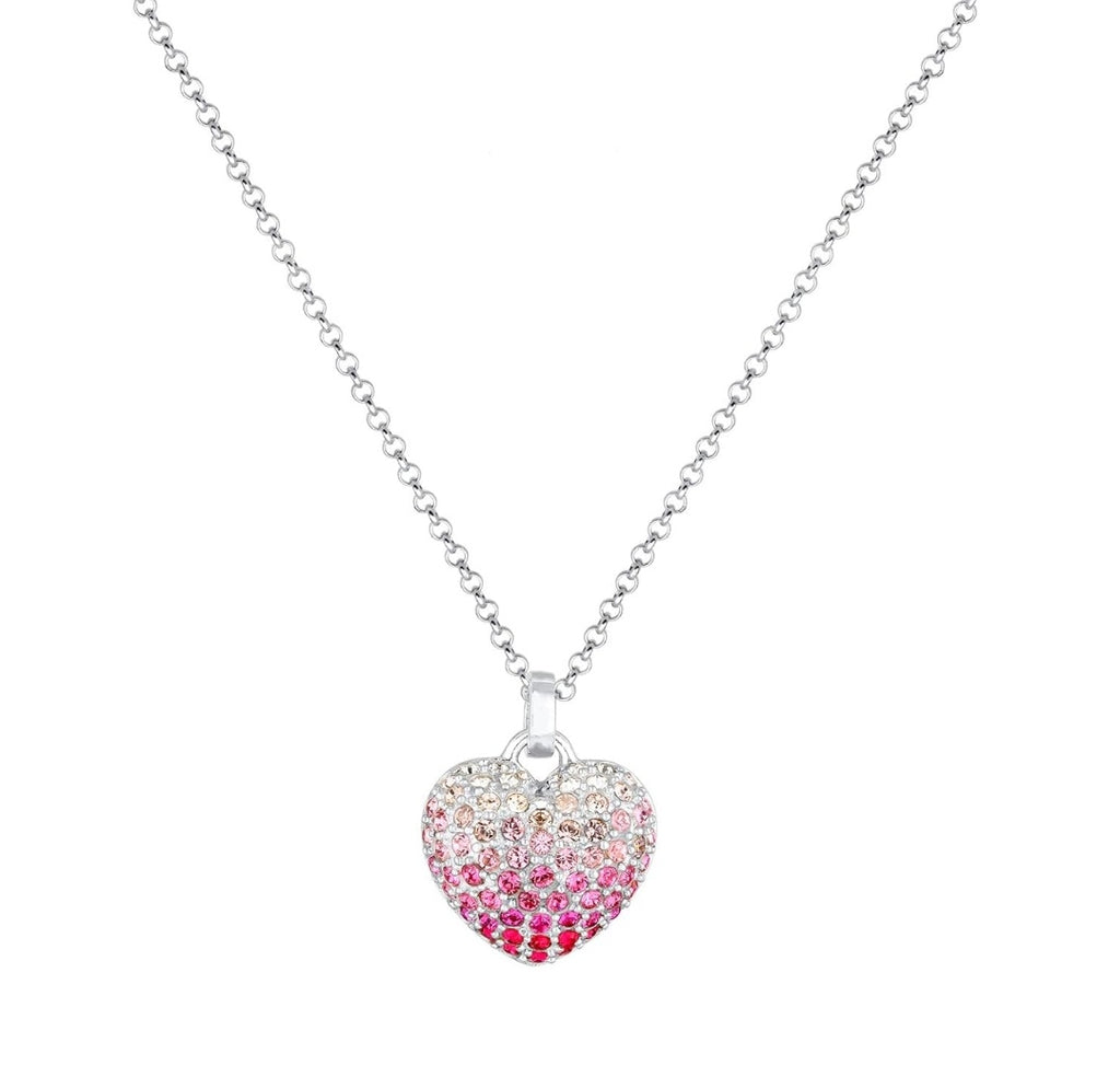 Halskette Herz mit Kristalle 14mm, Echt Silber, 45cm