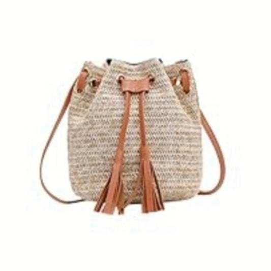 Tasche, Beutel, Hanf, braun, 19x19cm, Kordel, Crossbody-Riemen