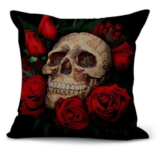 Polsterbezug Totenkopf, Baumwolle/Leinen, 45x45cm