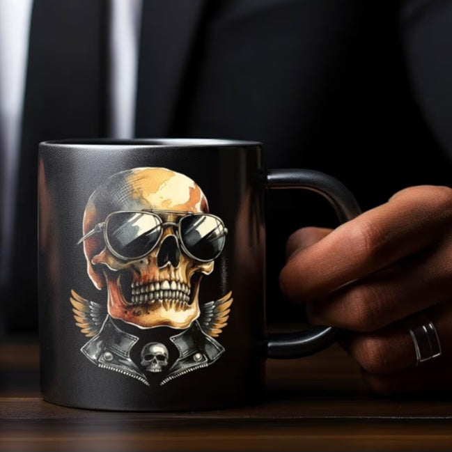 Tasse Totenkopf, Keramik, spülmaschinenfest