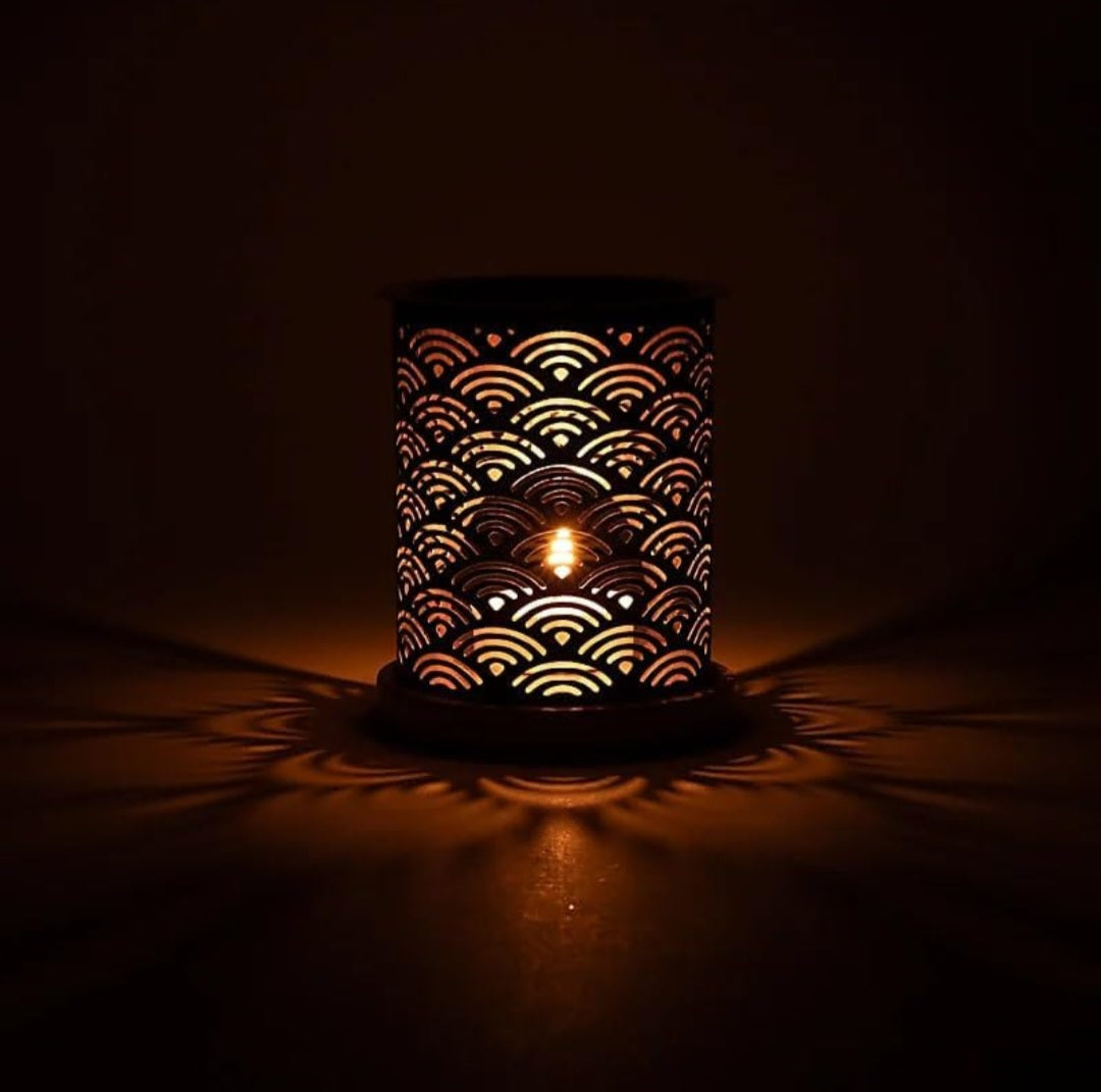 Duftlampe, Metall, Holz, für ätherische Öle