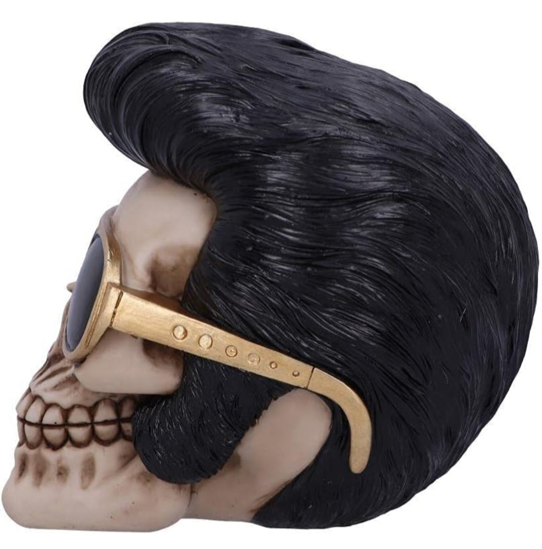 Deko Totenkopf Elvis, Kunstharz, 17cm