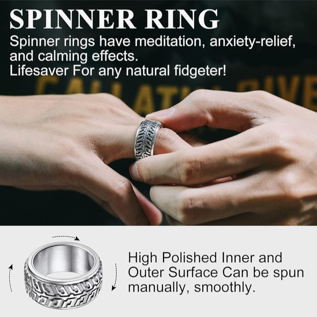Ring Reifenprofil, Spinnerring, Edelstahl silber