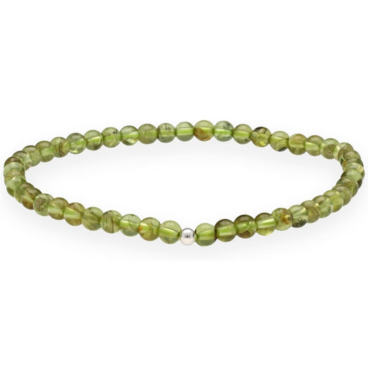 Armband Peridot mit 925er Silberkugel, Stärke 4mm, Länge 19cm