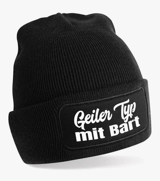 Haube Geiler Typ mit Bart, Polyacryl, schwarz