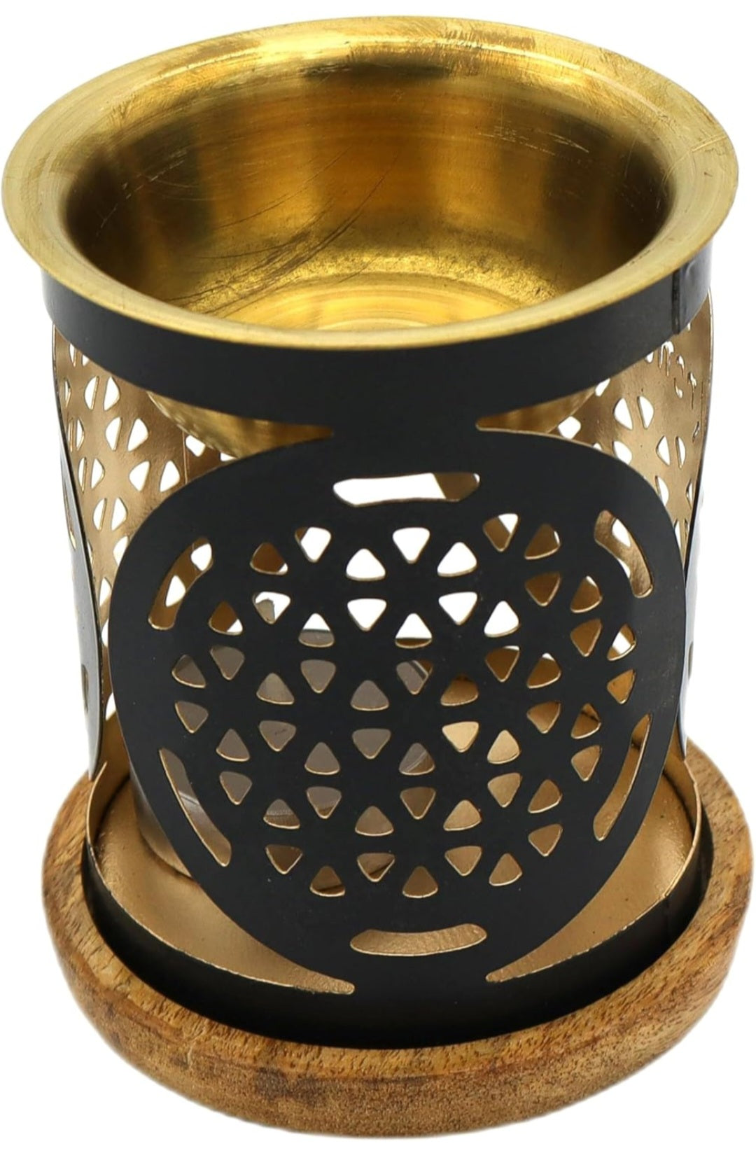 Duftlampe, Metall, Holz, für ätherische Öle