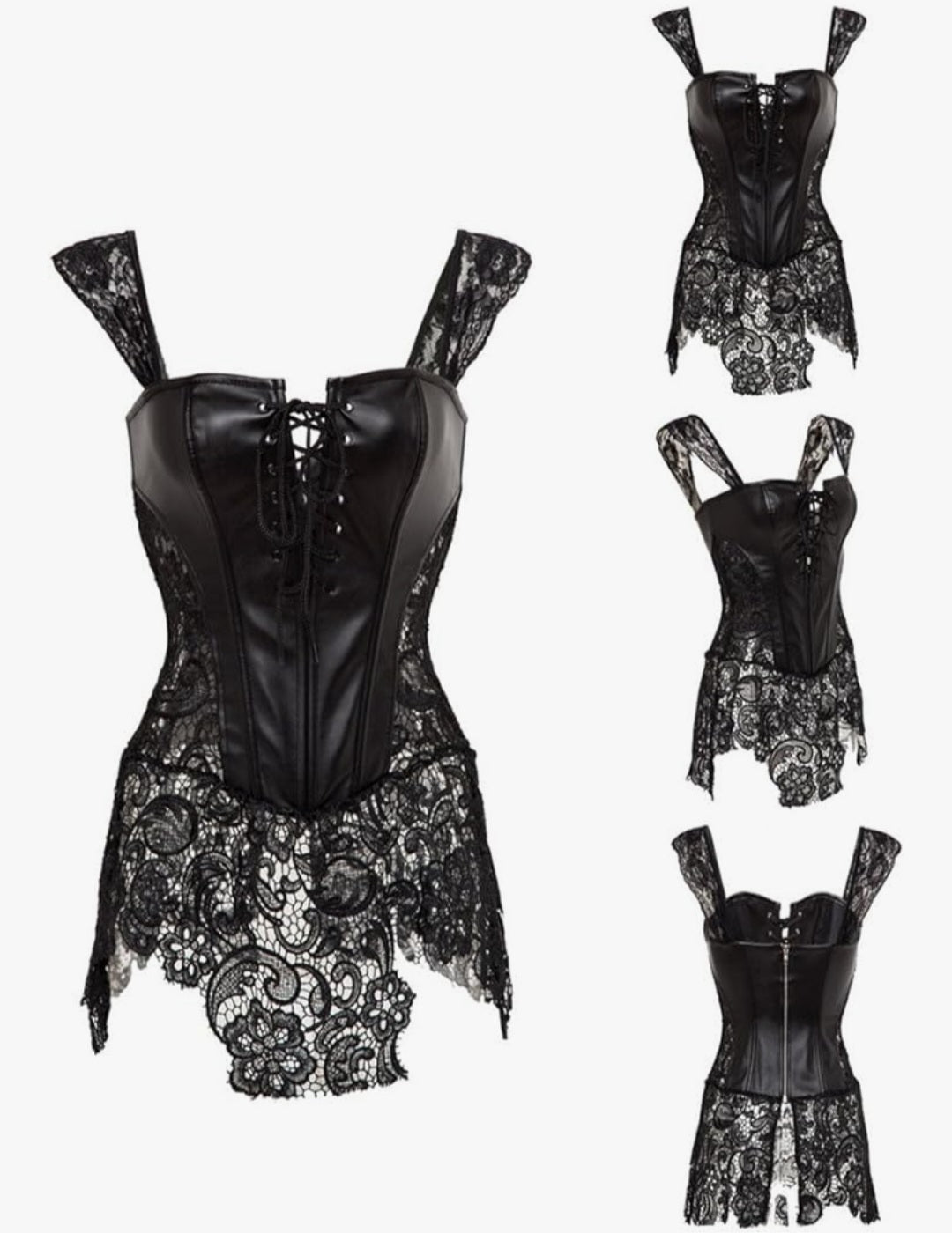 Korsage-Kleid schwarz mit Reißverschluss, 90% Polyester, 10% Elasthan