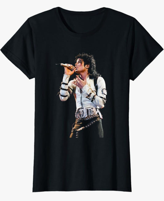 T-Shirt Michael Jackson, Baumwolle, V-Ausschnitt