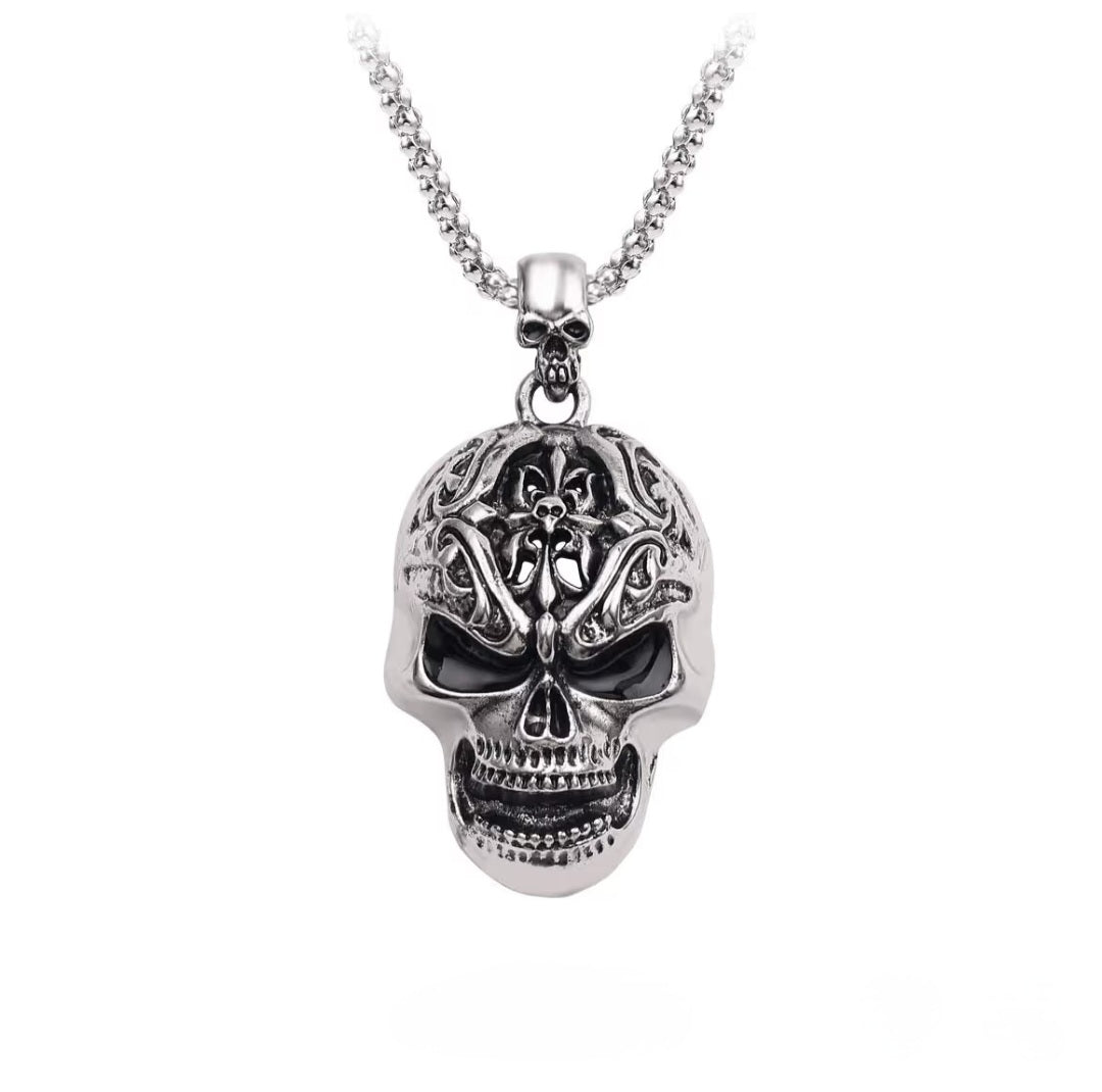 Halskette Totenkopf, Edelstahl, Kette 60cm, Anhänger 4,6x3,2cm