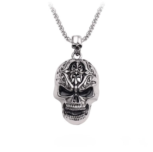 Halskette Totenkopf, Edelstahl, Kette 60cm, Anhänger 4,6x3,2cm