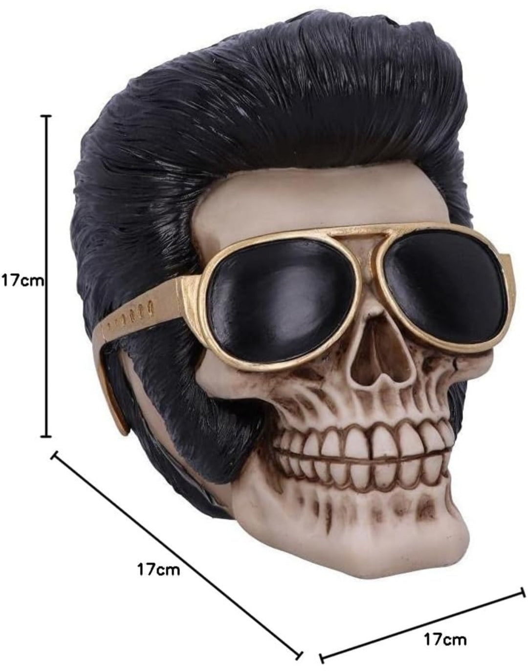 Deko Totenkopf Elvis, Kunstharz, 17cm