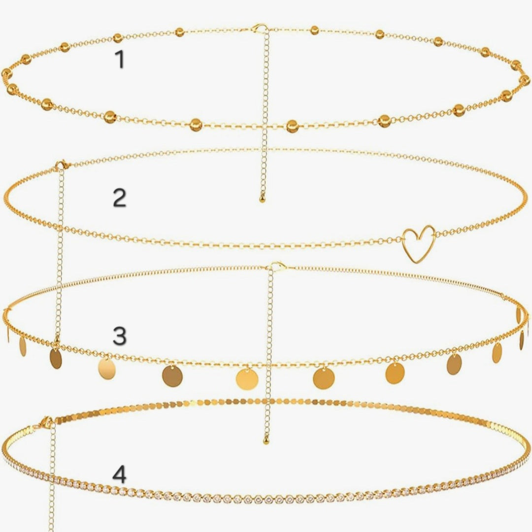 Bauchkette Messing, 18K vergoldet, 75+25cm