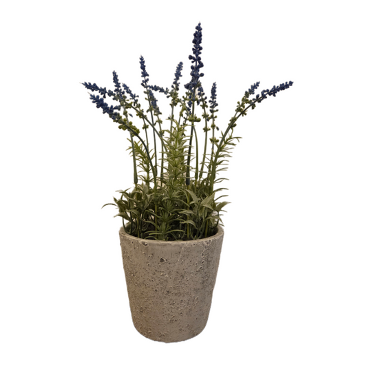 Deko Lavendel im Topf, Kunststoffpflanze, Tontopf, 36x15cm